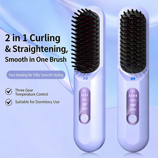 Cordless Portable Hair Straightening Brush