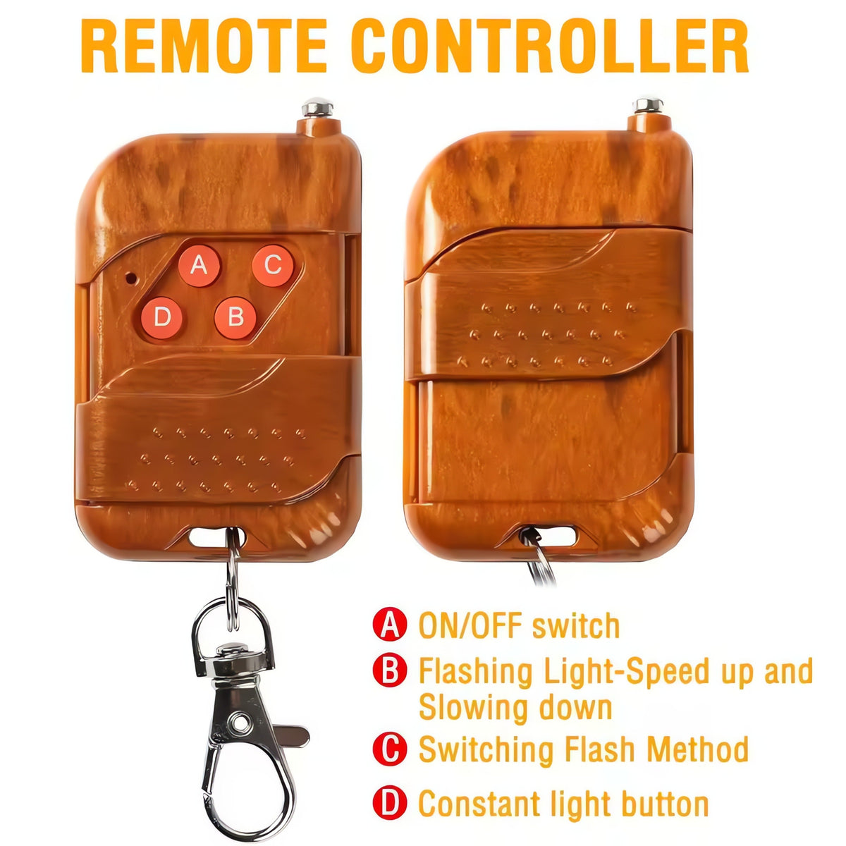 4-Piece Remote Control LED Car & Bike Grill Flasher – 16 LED Lights