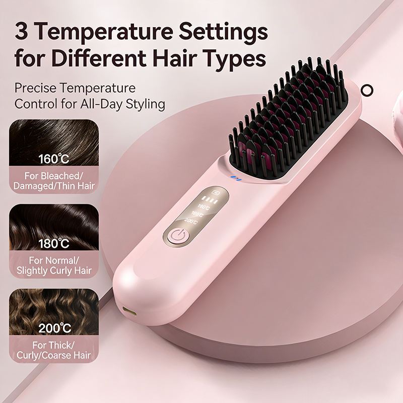 Cordless Portable Hair Straightening Brush