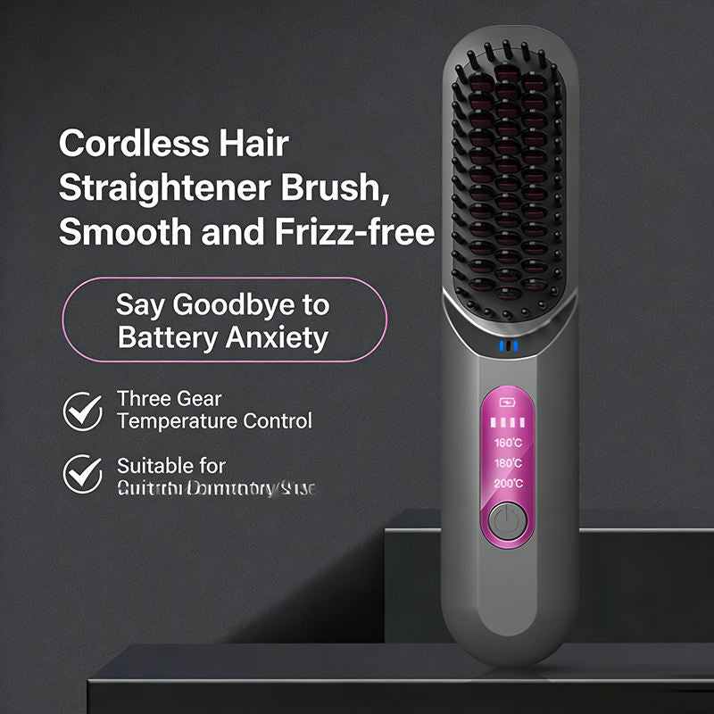 Cordless Portable Hair Straightening Brush