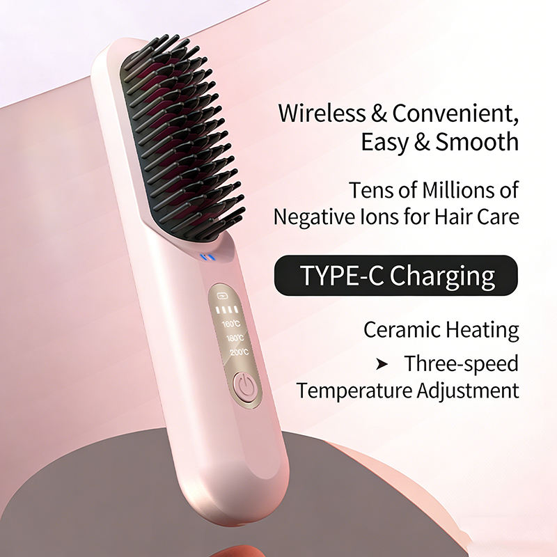 Cordless Portable Hair Straightening Brush